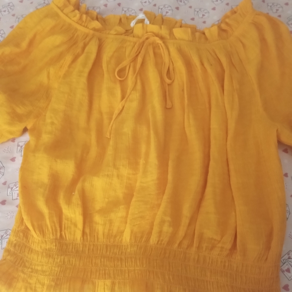 Sunshine Yellow Off-Shoulder Blouse - Picture 1 of 6
